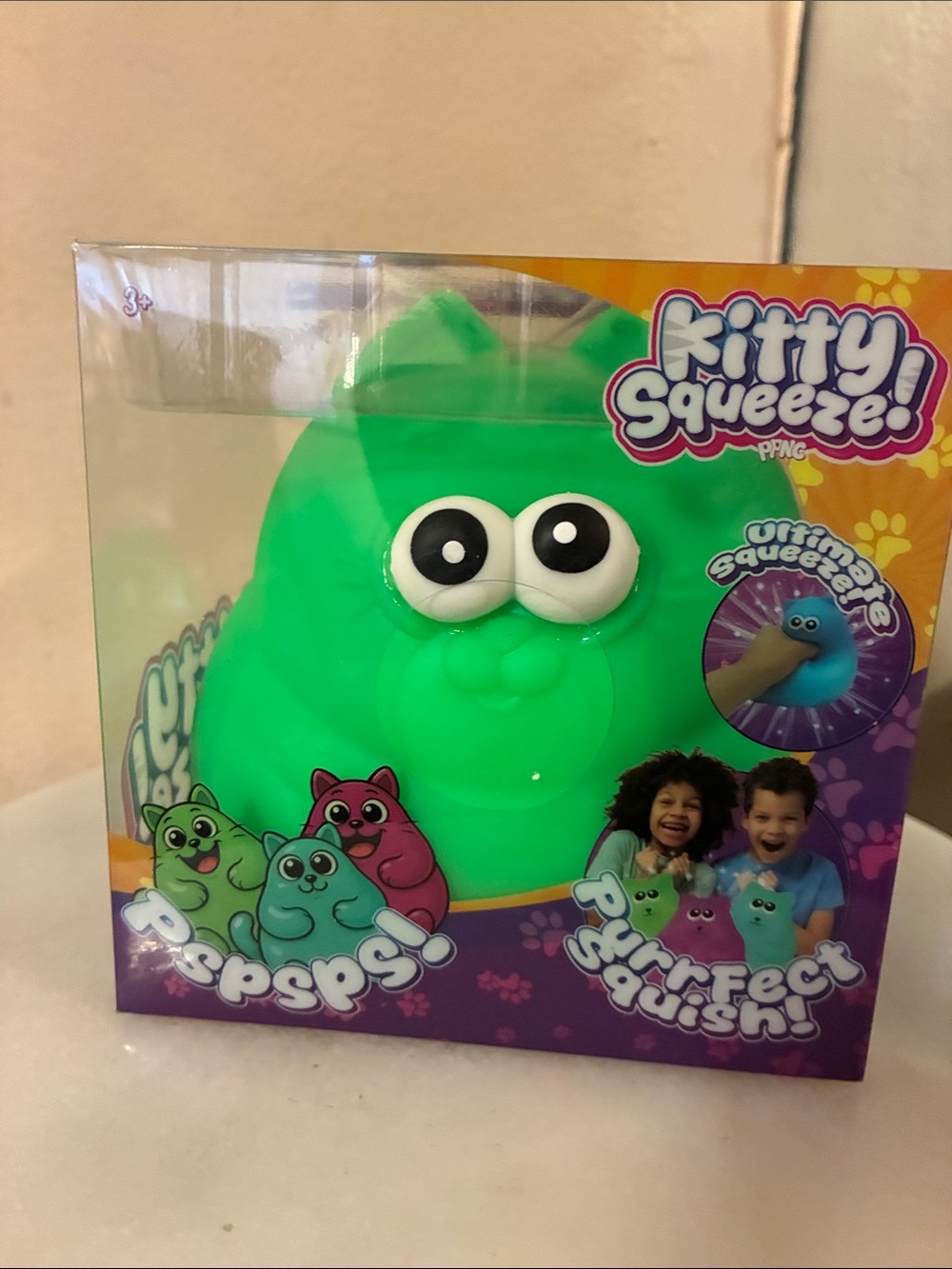 Squeeze Bright Green Kitty Squeeze Plush